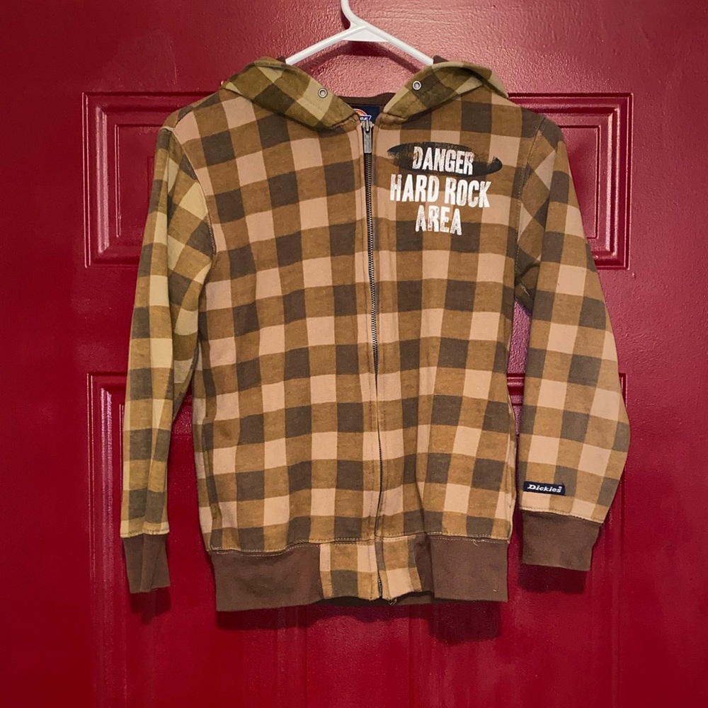 Dickies Youth “DANGER, Hard Rock Area” Plaid Jacket 2010’s Stratocaster Graphic